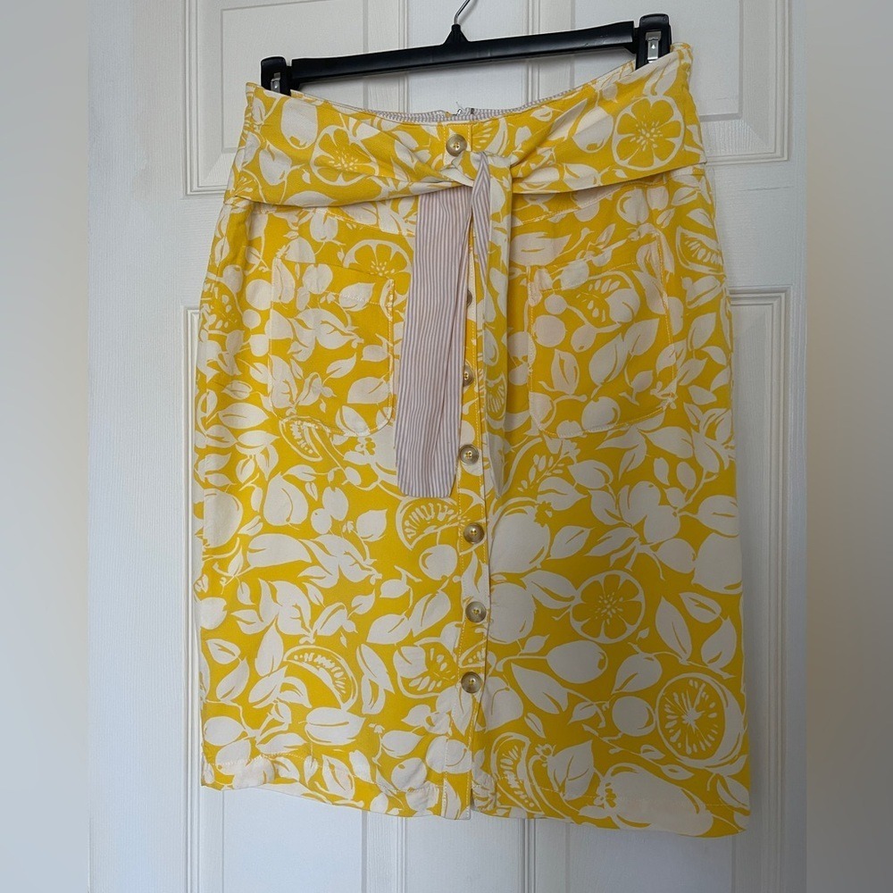 Anthropologie Limited Edition 44/52 Citrus Print Button-Front Skirt | Size 12‎